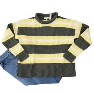 **NWT Madewell Green/Yellow/ White Striped Fulton Pullover Sweater - SIZE M